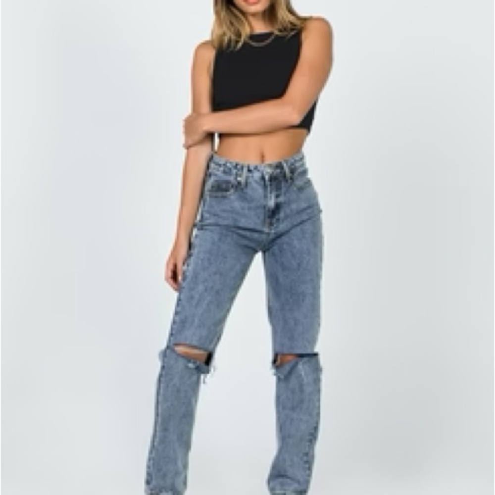 Princess Polly Classic Blue Distressed Jeans